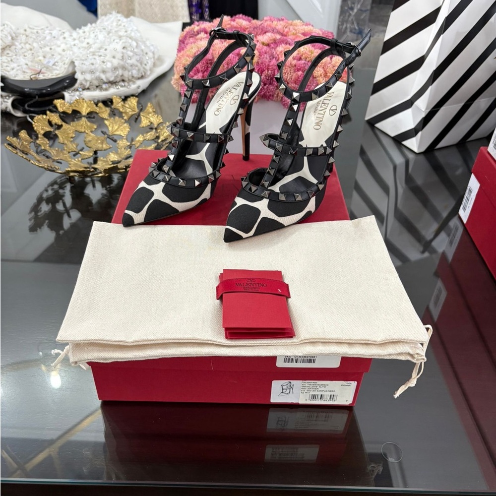 Valentino Rockstud Animal Print Heels NWT